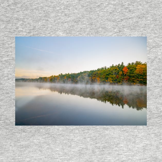 Scenic Early morning landscape fog just above the water level by brians101